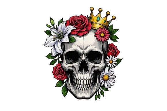 Download Dark Floral Skull Vintage Art PNG - Premium Resources
