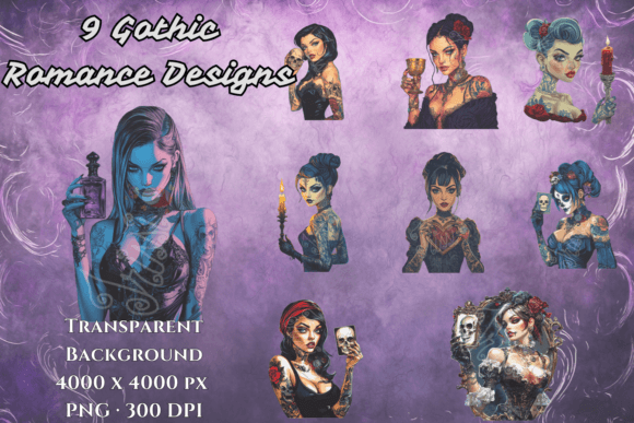 Download Dark Gothic Romance Outfit Clip Art Set - Premium Bundle