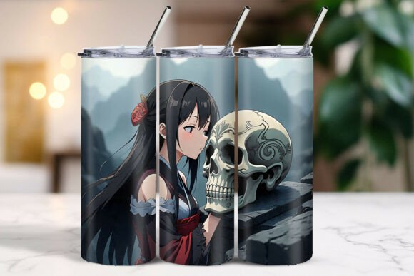 Download Anime Girl Kissing Skull Tumbler Wrap - Premium Resources